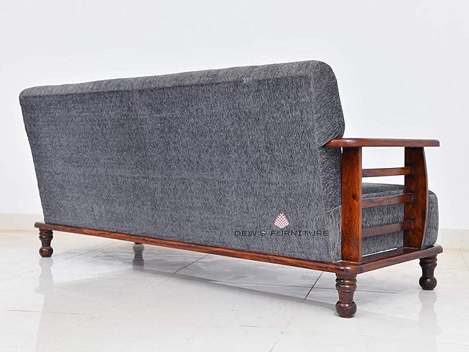Dews Furniture Sheesham Wood 5 Seater Sofa Set for Living Room |Solid Sofa Cum Couch Furniture | (Mahogany Finish (3+1+1) with Cushions alternate view